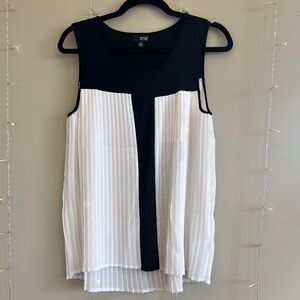 a.n.a Black and White Asymmetrical Pleated Blouse